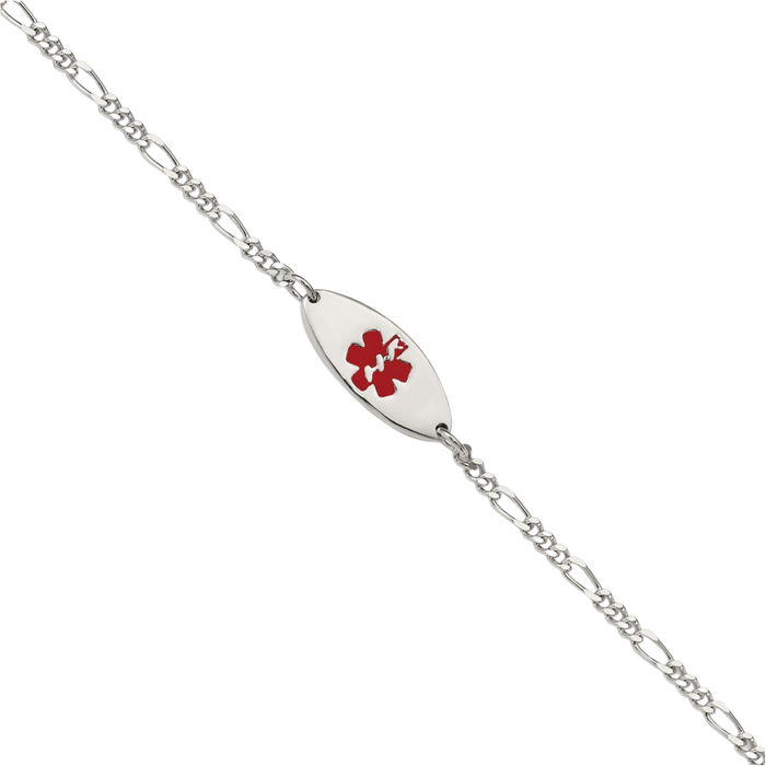 925 Sterling Silver Medical Alert Chain Bracelet