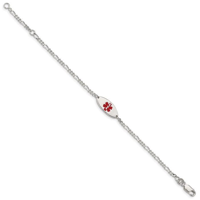 925 Sterling Silver Medical Alert Chain Bracelet