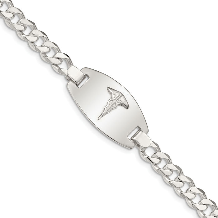 925 Sterling Silver Medical Alert Curb Link Chain Bracelet - Picture 11 of 16