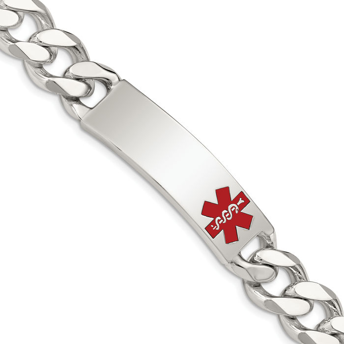 925 Sterling Silver Medical Alert Curb Link ID Bracelet - Picture 11 of 16