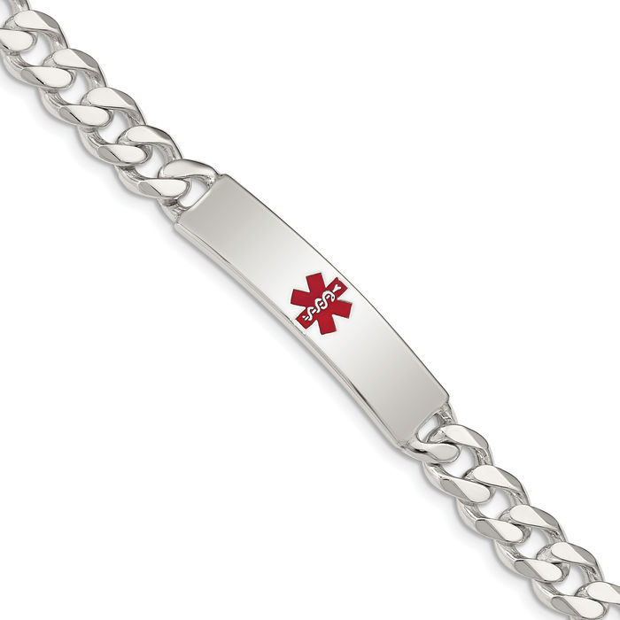925 Sterling Silver Medical Alert Curb Link ID Bracelet - Picture 11 of 16