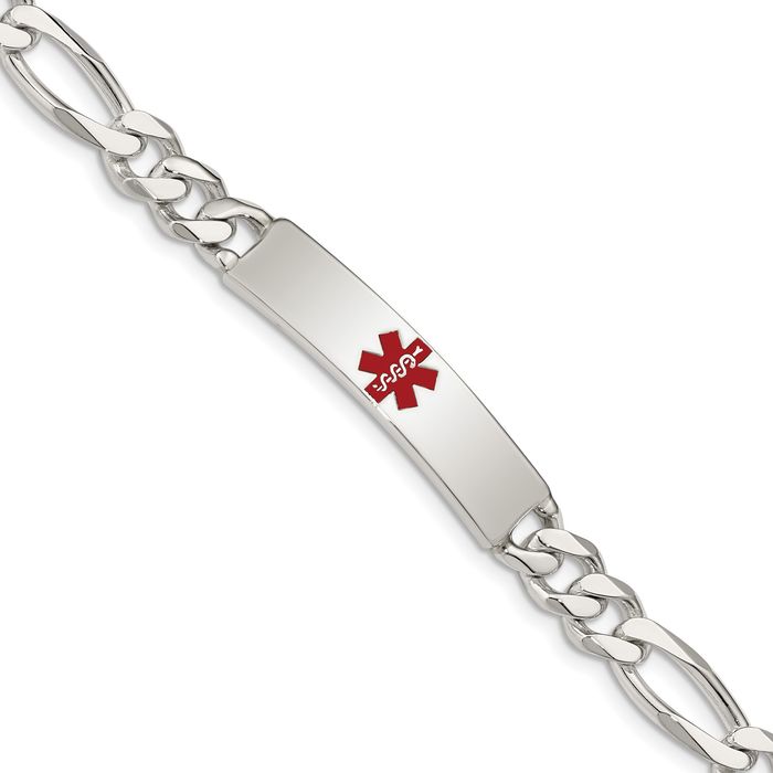 925 Sterling Silver Medical Alert Figaro Mariner Link ID Bracelet - Picture 11 of 12