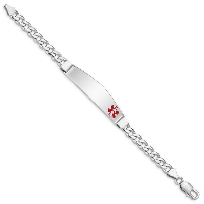 925 Sterling Silver Medical Alert ID Curb Link Chain Bracelet