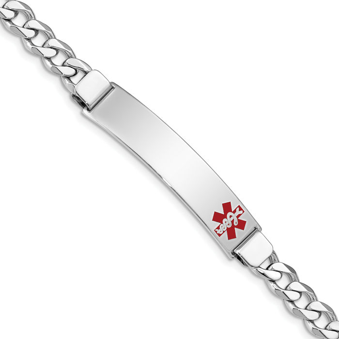 925 Sterling Silver Medical Alert ID Curb Link Chain Bracelet