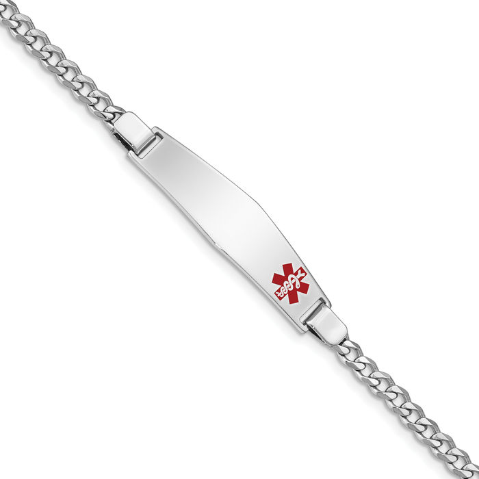 925 Sterling Silver Medical Alert ID Curb Link Chain Bracelet