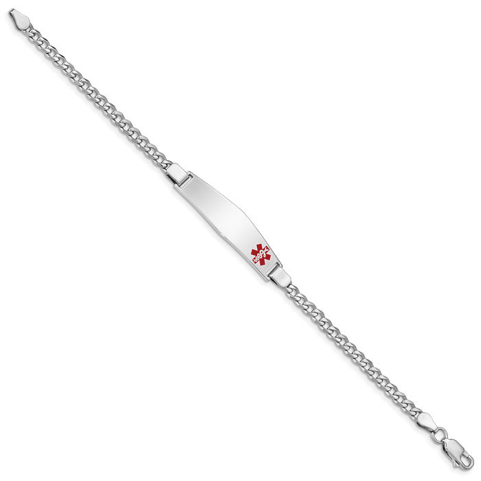 925 Sterling Silver Medical Alert ID Curb Link Chain Bracelet