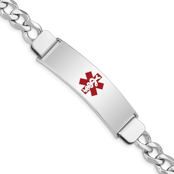 925 Sterling Silver Medical Alert ID Curb Link Chain Bracelet