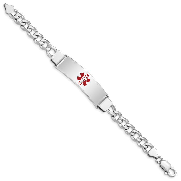 925 Sterling Silver Medical Alert ID Curb Link Chain Bracelet