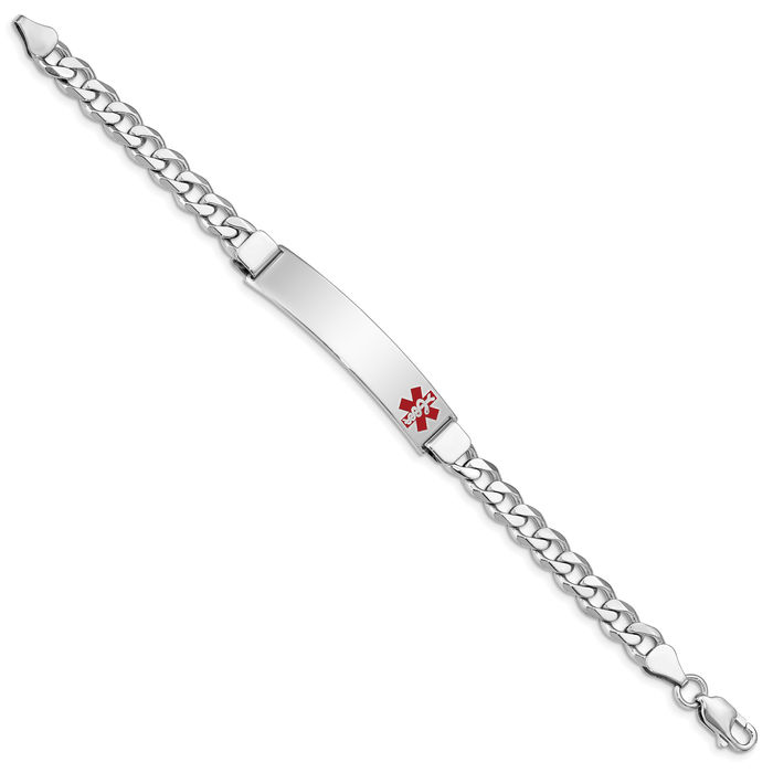 925 Sterling Silver Medical Alert ID Curb Link Chain Bracelet