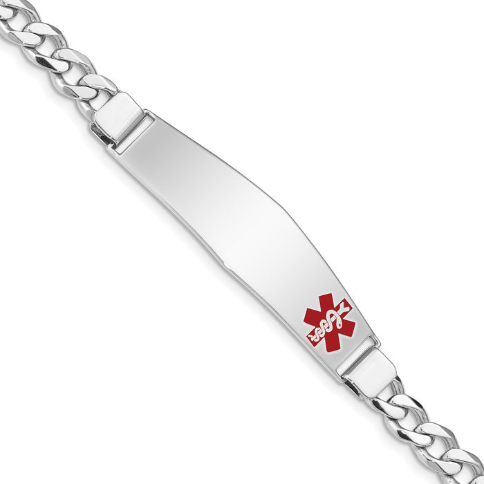 925 Sterling Silver Medical Alert ID Curb Link Chain Bracelet