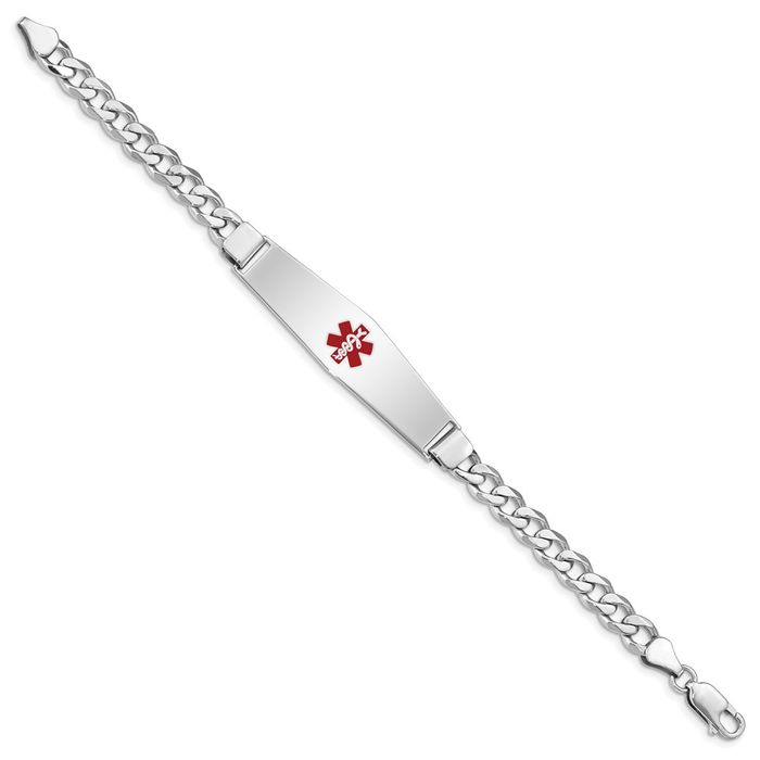 925 Sterling Silver Medical Alert ID Curb Link Chain Bracelet