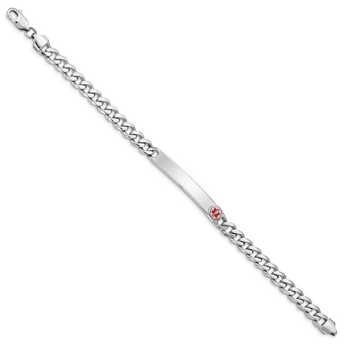 925 Sterling Silver Medical Alert ID Curb Link Chain Bracelet