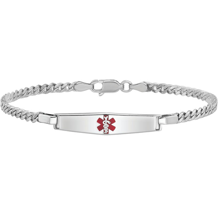 925 Sterling Silver Medical Alert ID Curb Link Chain Bracelet