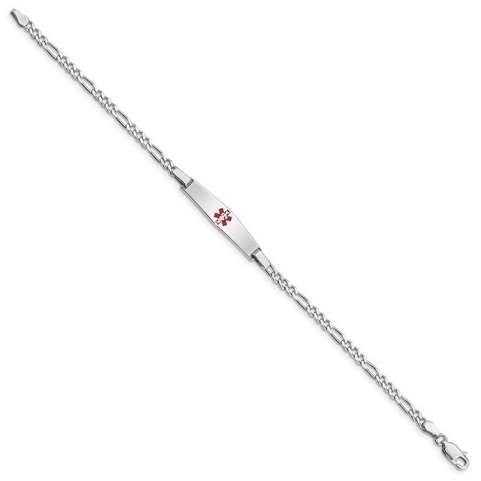 925 Sterling Silver Medical Alert ID Figaro Link Chain Bracelet