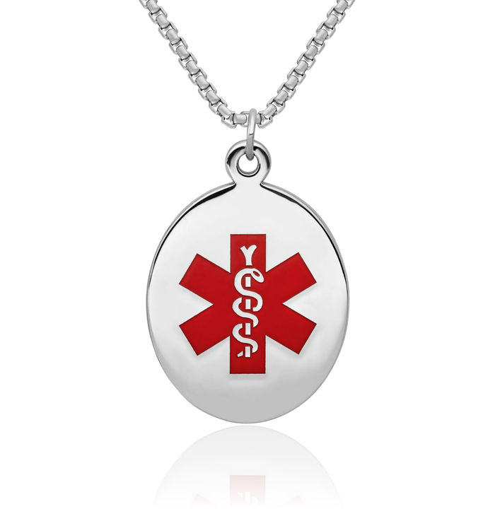 925 Sterling Silver Medical Alert Necklace Chain Pendant Charm