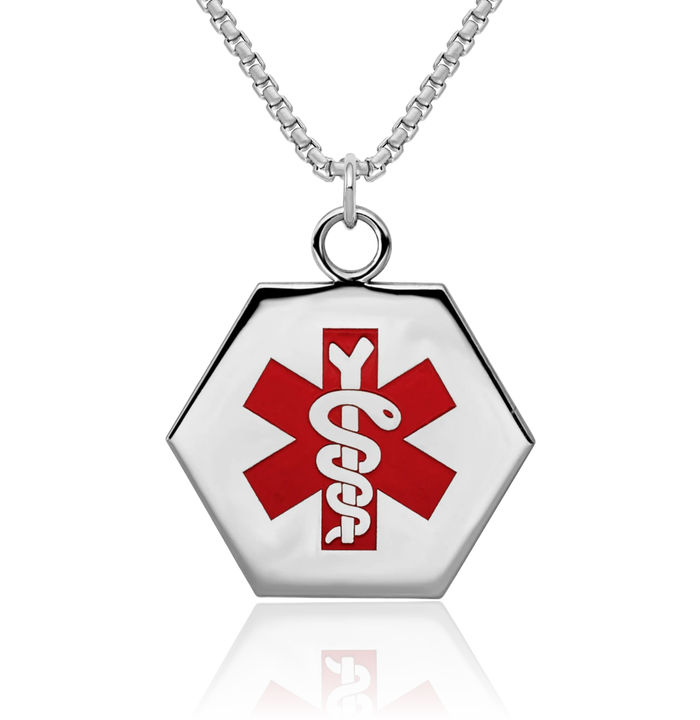 925 Sterling Silver Medical Alert Necklace Chain Pendant Charm