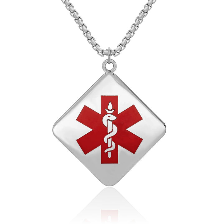 925 Sterling Silver Medical Alert Necklace Chain Pendant Charm