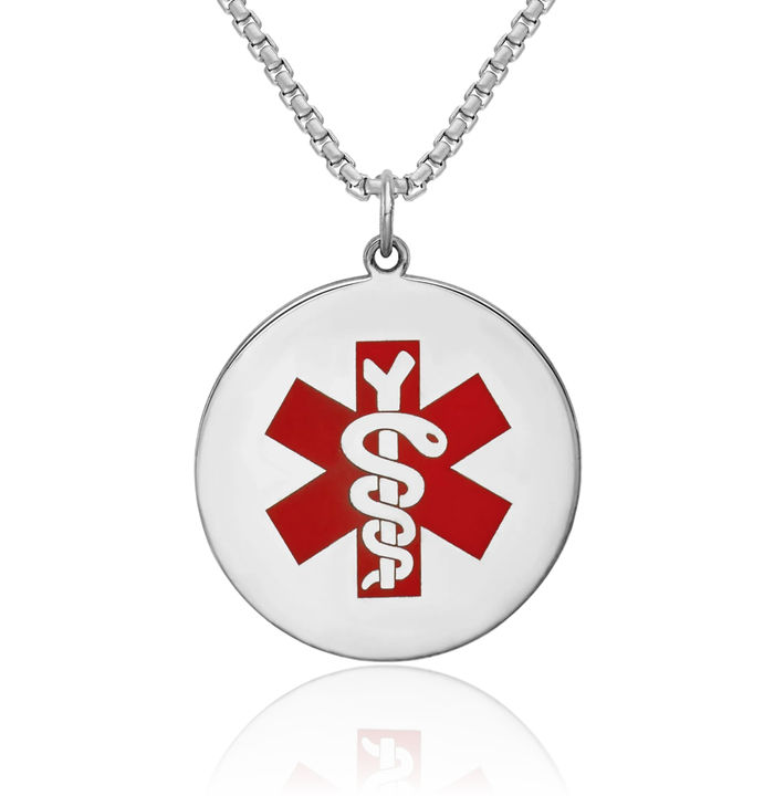 925 Sterling Silver Medical Alert Necklace Chain Pendant Charm