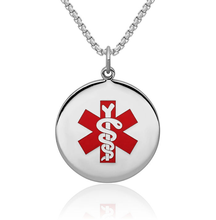 925 Sterling Silver Medical Alert Necklace Chain Pendant Charm