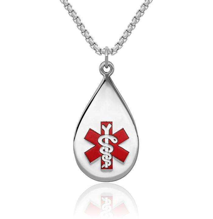 925 Sterling Silver Medical Alert Necklace Chain Pendant Charm