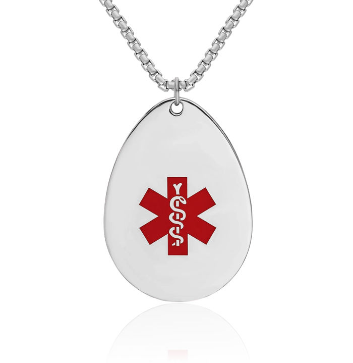 925 Sterling Silver Medical Alert Necklace Chain Pendant Charm