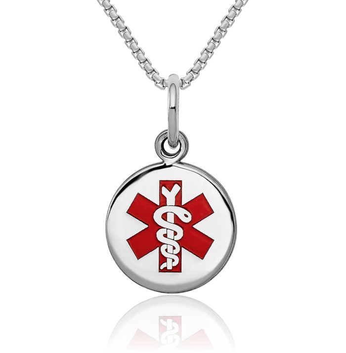 925 Sterling Silver Medical Alert Necklace Chain Pendant Charm