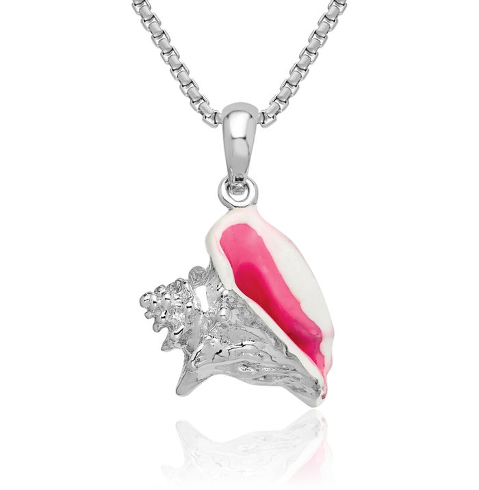925 Sterling Silver Medium Conch Shell Necklace Chain Pendant Charm
