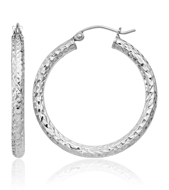 925 Sterling Silver Medium Hoop Earrings