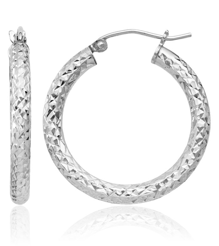 925 Sterling Silver Medium Hoop Earrings