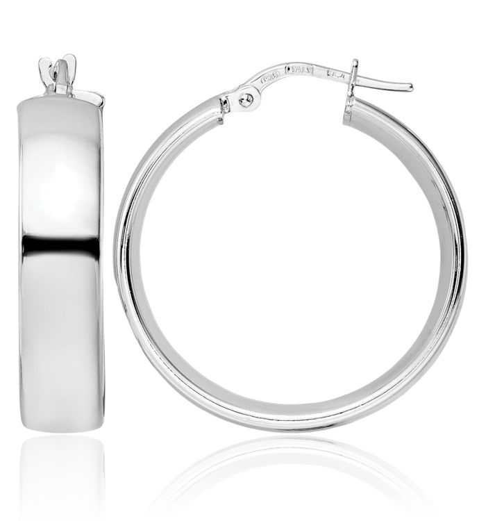 925 Sterling Silver Medium Hoop Earrings