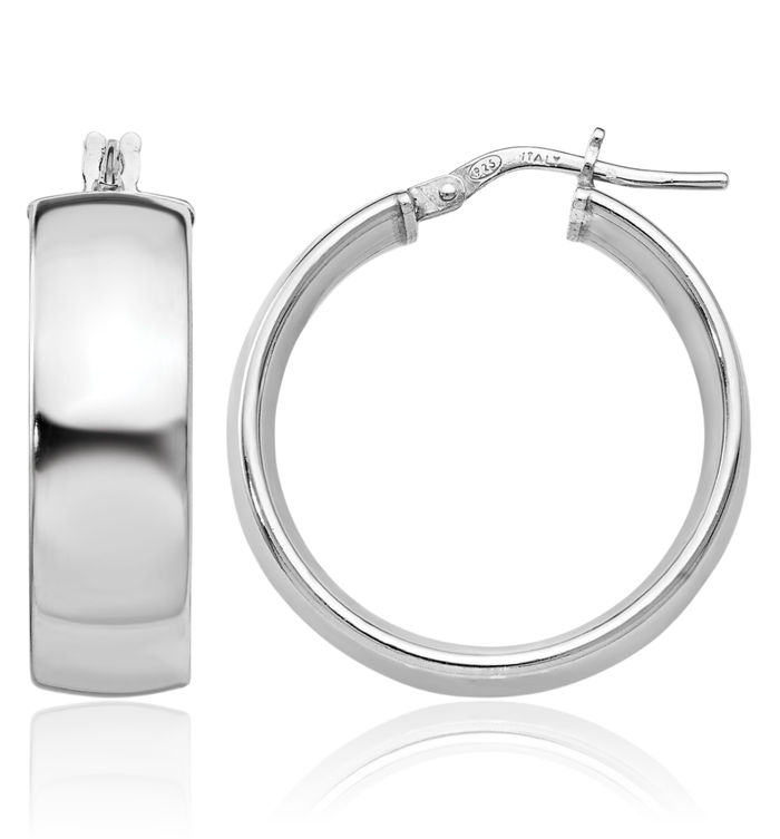 925 Sterling Silver Medium Hoop Earrings
