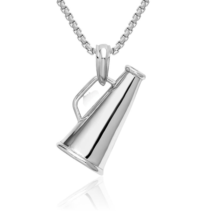 925 Sterling Silver Megaphone Necklace Cheerleading Charm Sports Pendant