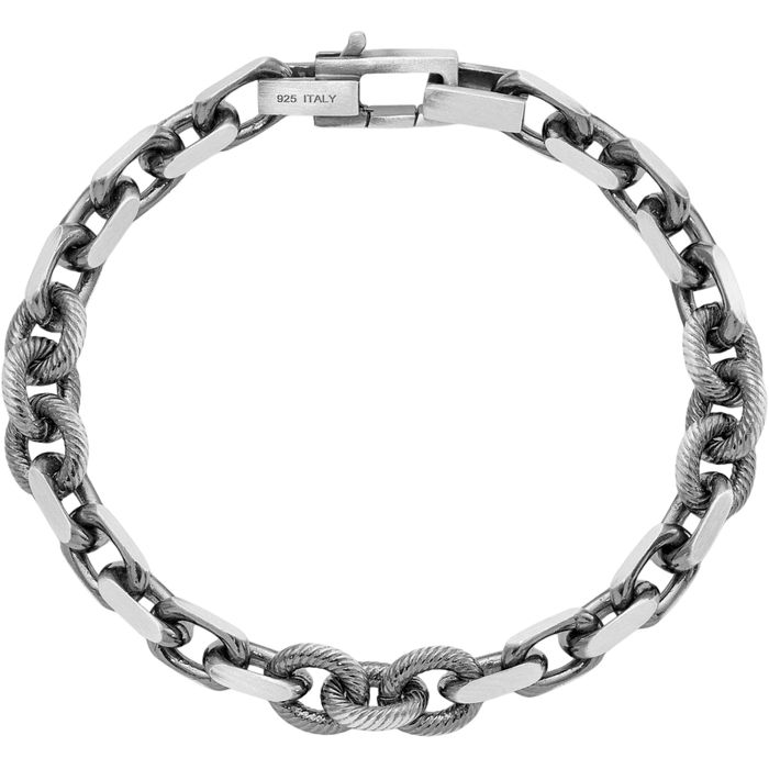 925 Sterling Silver Mens Vintage Cable Twisted Rolo Link Chain Bracelet