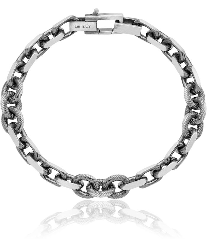 925 Sterling Silver Mens Vintage Cable Twisted Rolo Link Chain Bracelet