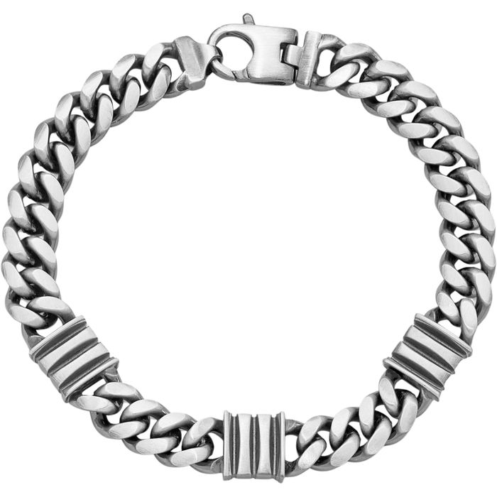 925 Sterling Silver Mens Vintage Curb Link Bar Chain Bracelet