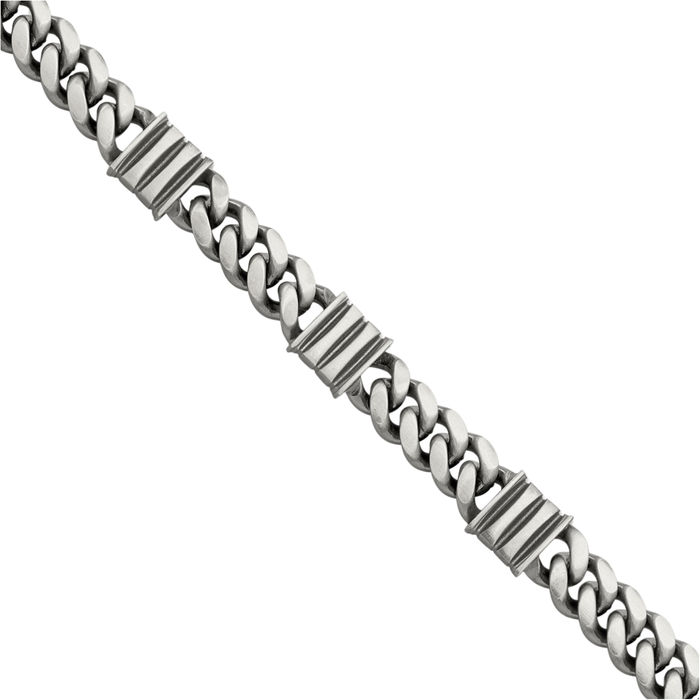 925 Sterling Silver Mens Vintage Curb Link Bar Chain Bracelet