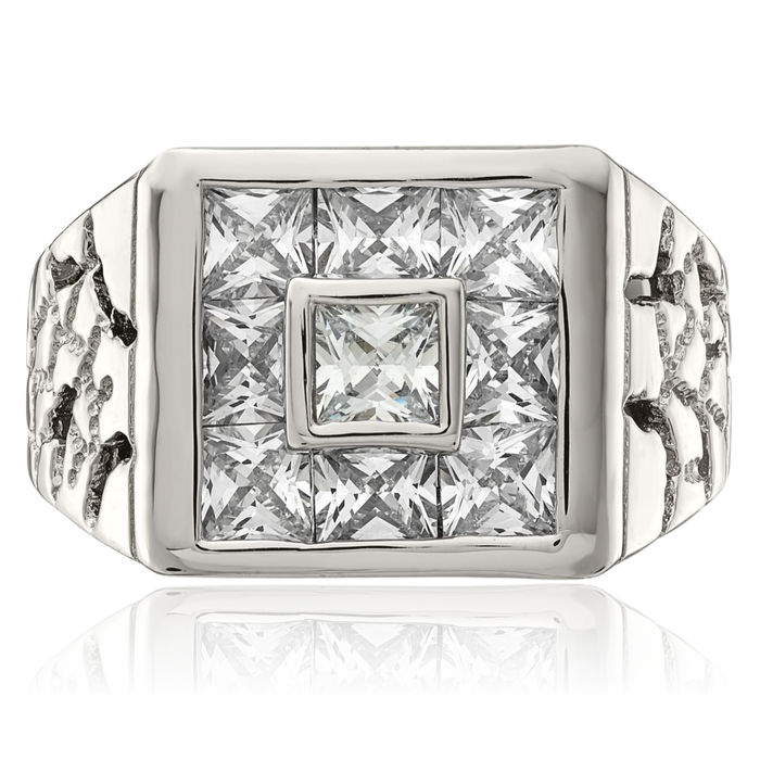 925 Sterling Silver Mens Cubic Zirconia CZ Ring