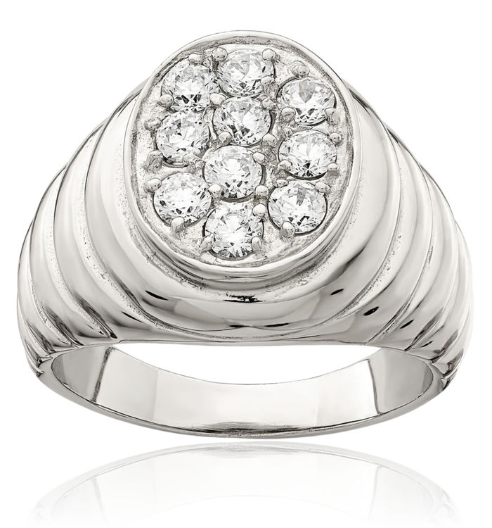 925 Sterling Silver Mens Cubic Zirconia CZ Ring