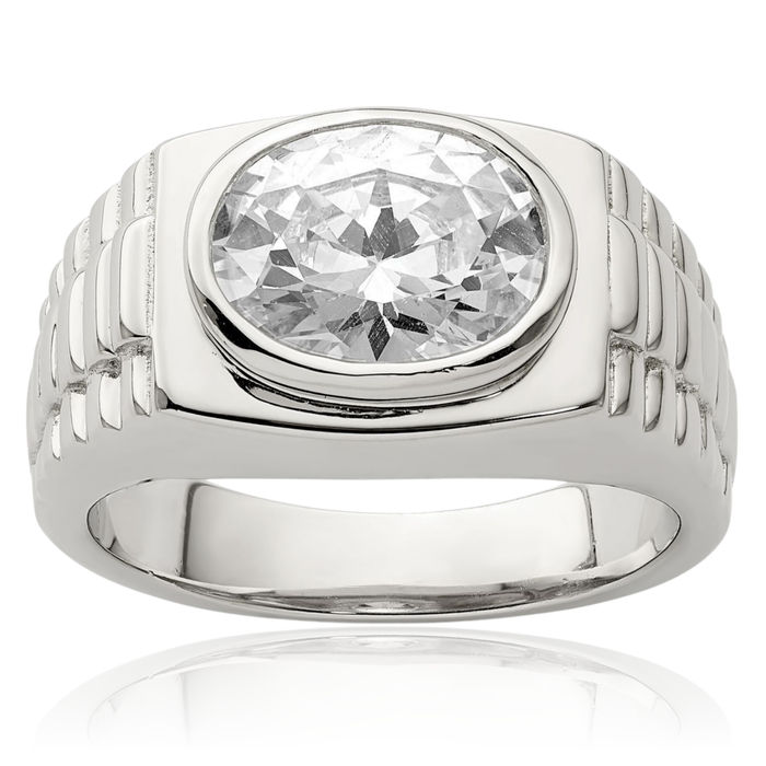 925 Sterling Silver Mens Cubic Zirconia CZ Ring