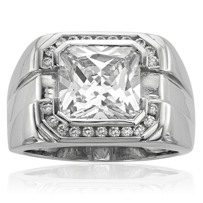 925 Sterling Silver Mens Cubic Zirconia CZ Ring