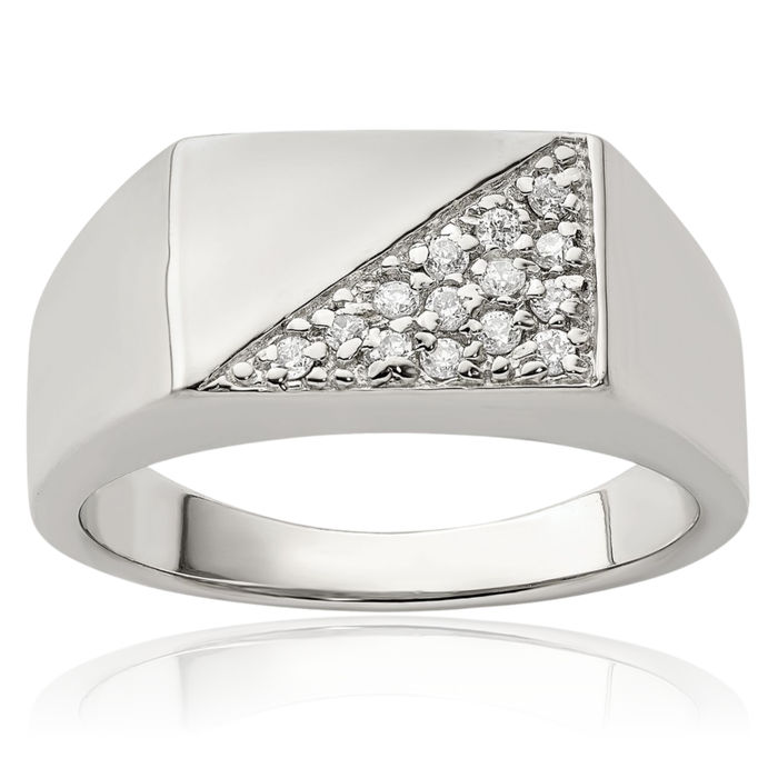 925 Sterling Silver Mens Cubic Zirconia CZ Ring