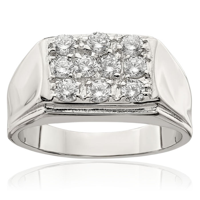 925 Sterling Silver Mens Cubic Zirconia CZ Ring