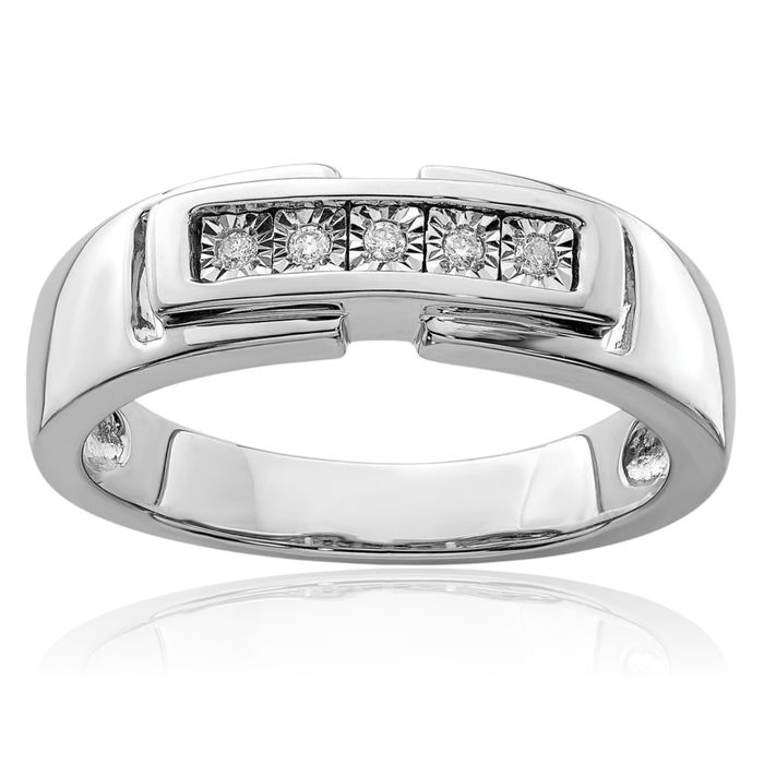 925 Sterling Silver Mens Diamond Ring