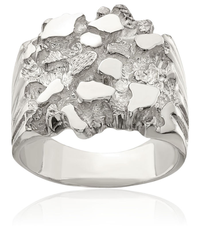 925 Sterling Silver Mens Chunky Nugget Ring