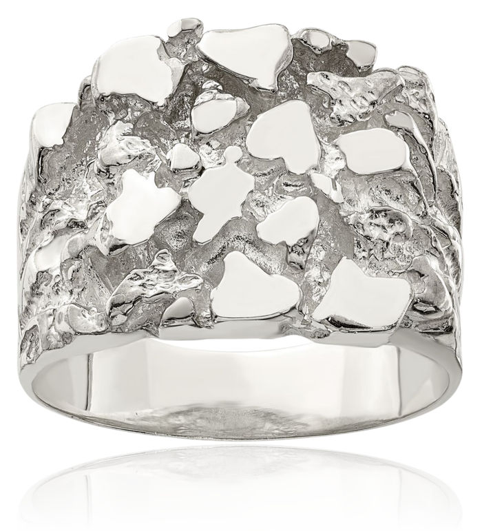 925 Sterling Silver Mens Chunky Nugget Ring