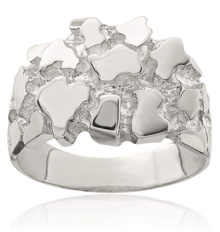 925 Sterling Silver Mens Chunky Nugget Ring