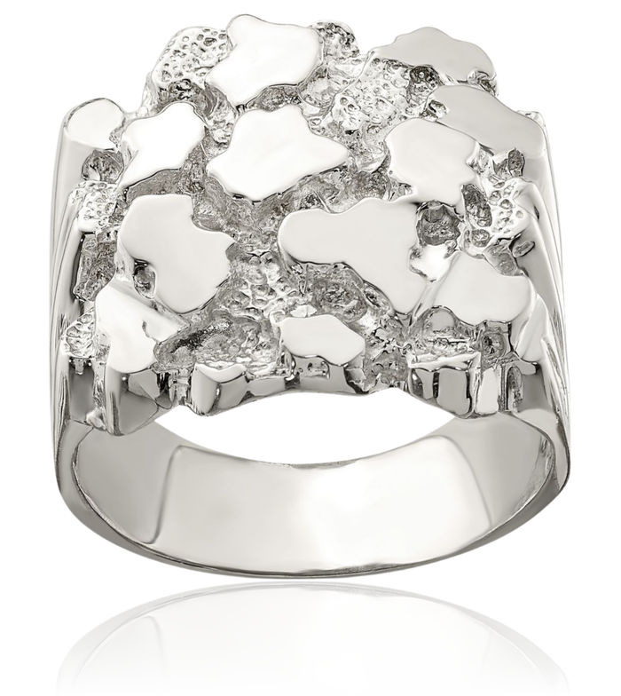 925 Sterling Silver Mens Chunky Nugget Ring