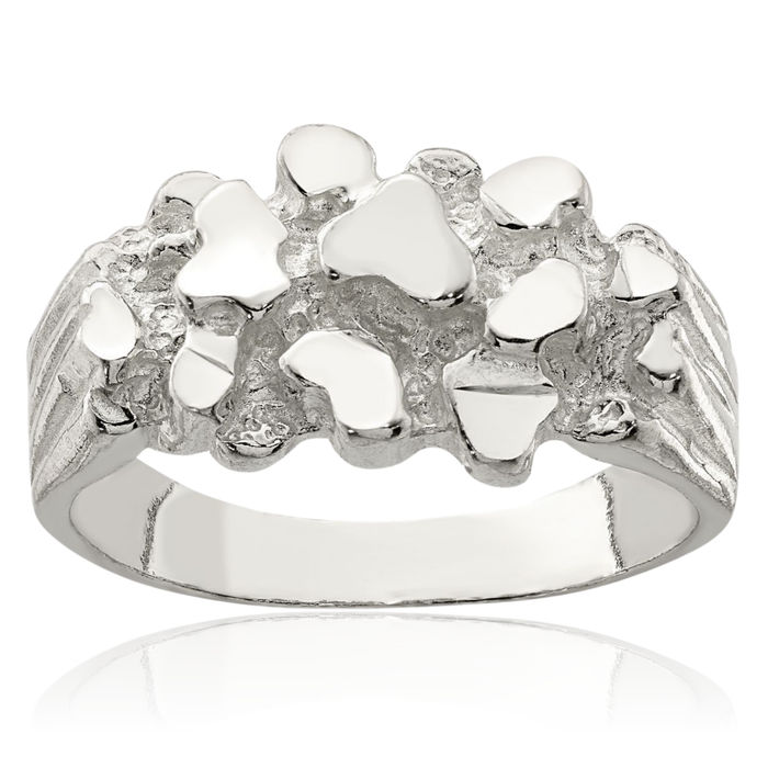 925 Sterling Silver Mens Chunky Nugget Ring