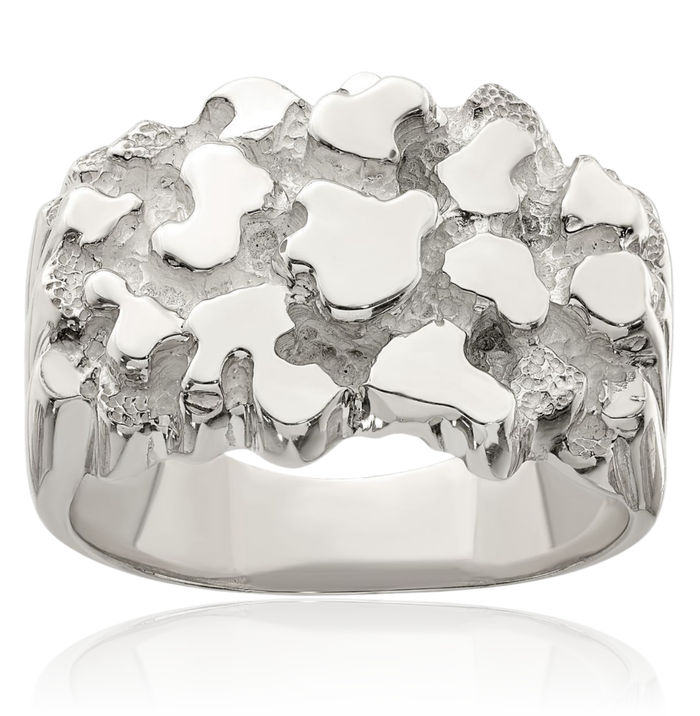 925 Sterling Silver Mens Chunky Nugget Ring