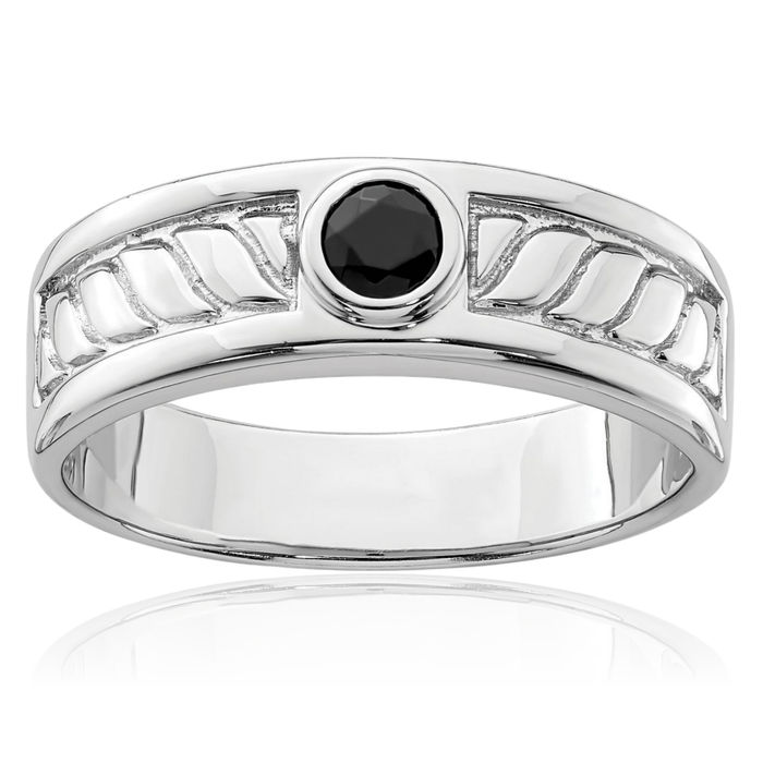 925 Sterling Silver Mens Black Onyx Ring